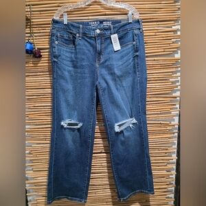 Torrid Size 10S Blue Distressed Ripped Knee Perfect Wide Leg VINTAGE Jeans